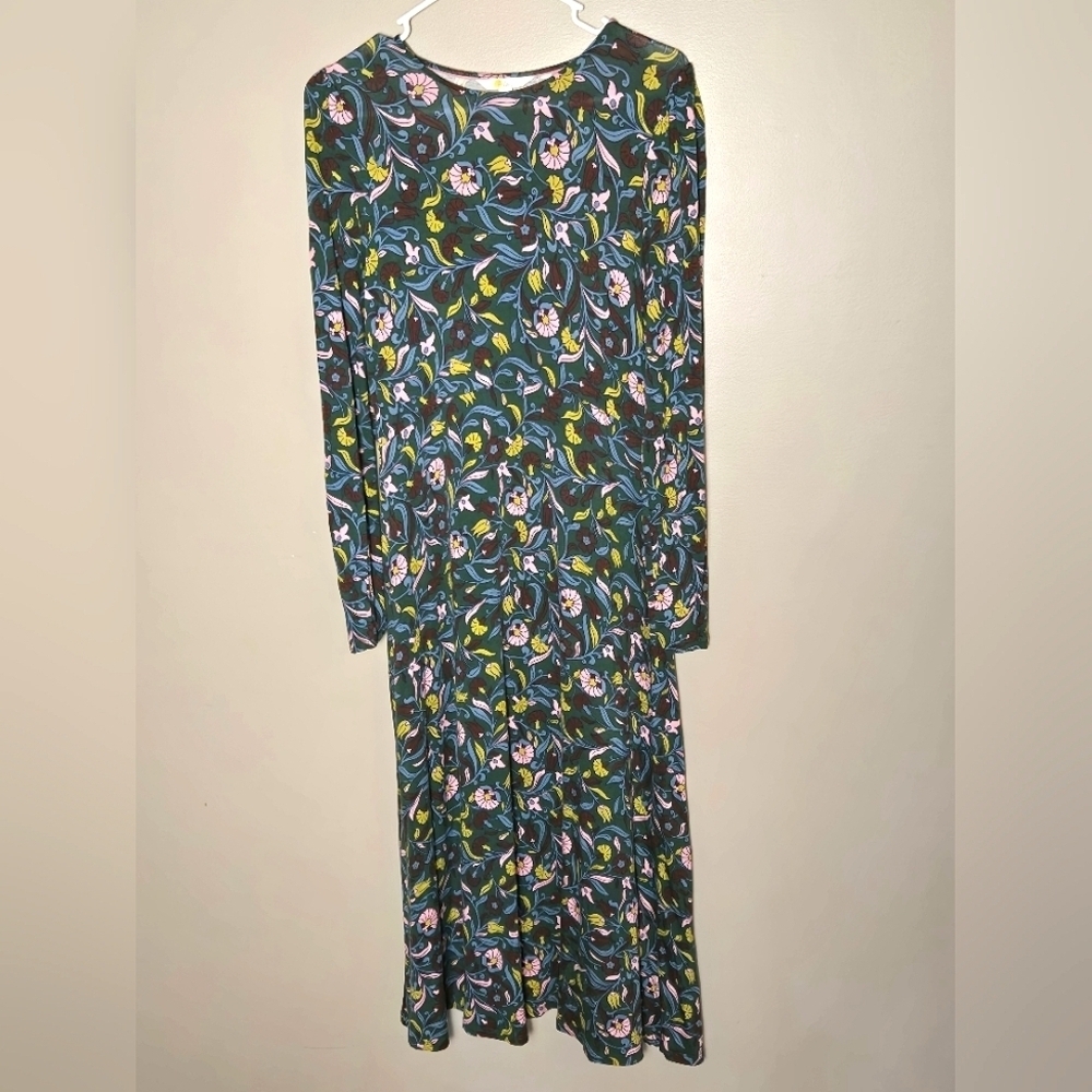 Boden Floral Boho Cottagecore Modest Luxury Long Sleeve Maxi Dress, Size 6